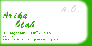 arika olah business card